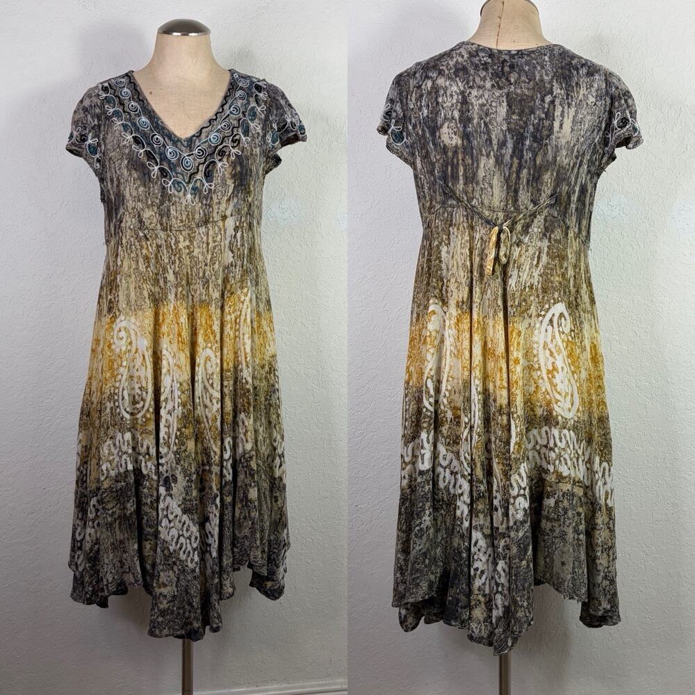 Shoreline Tie Dye Dress Size OSFM 100% Rayon, Made in India, Fresh, Boho, Summer